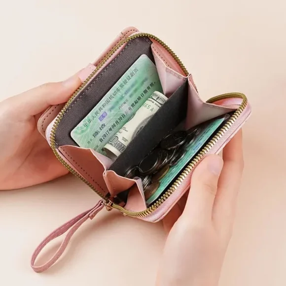 Pink & White Whimsical Cat Print Mini Wallet - Picture 5 of 15